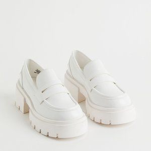 NWT Chunky White Faux Leather Loafers